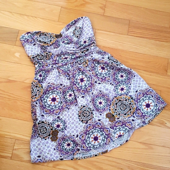 Band of Gypsies Strapless Floral Mandala Mini Dress Size Medium - Picture 13 of 13